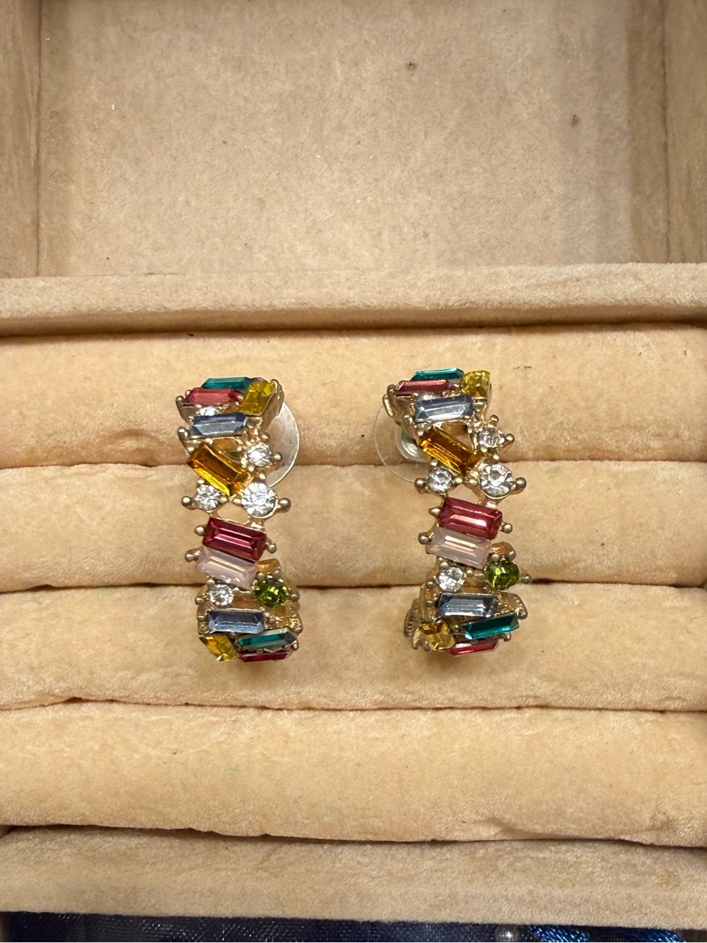 Multicolor Crystal Hoop Earrings - Women Jewelry